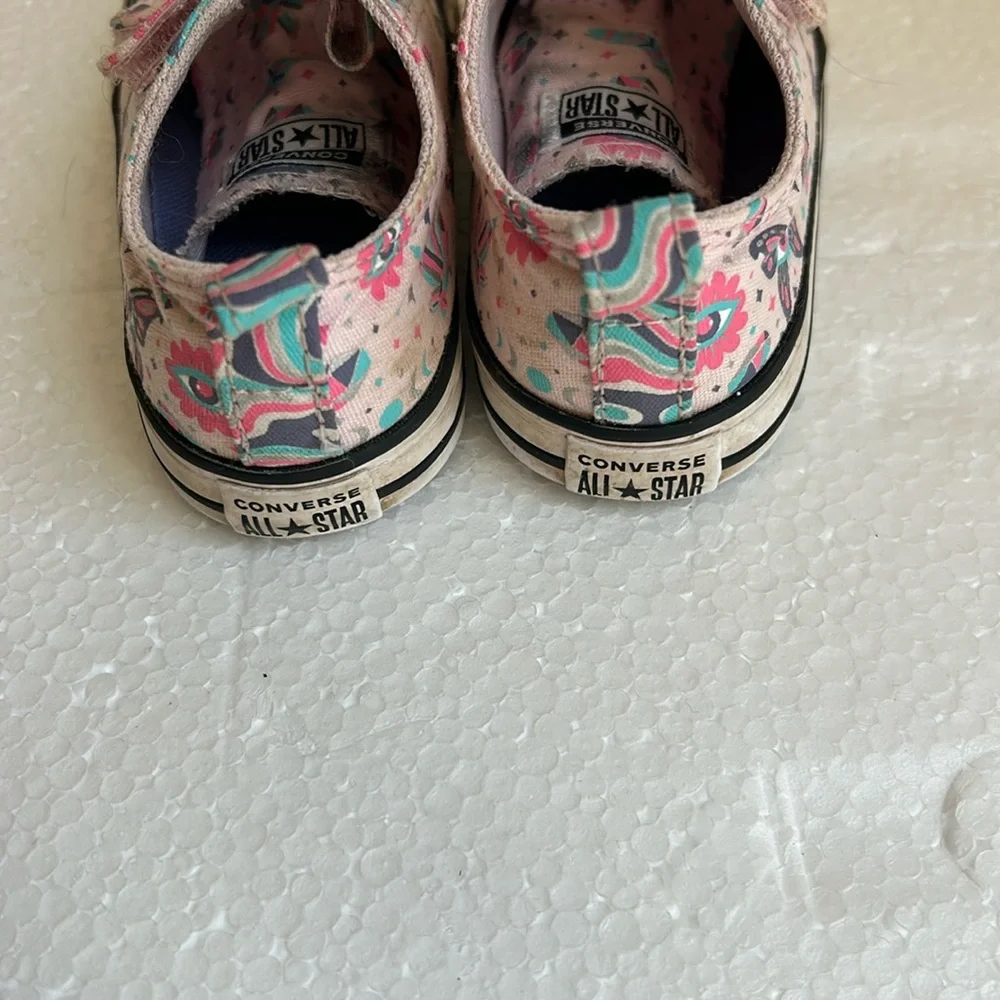 Converse All Star pink graphic butterfly eye moon hook loop sneakers size 7